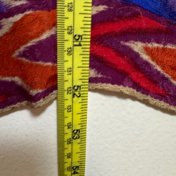 Vtg Albert Nipon Silk Scarf 10x52 Women Gold & Purple & Red Tribal Western Sheer - Picture 4 of 6